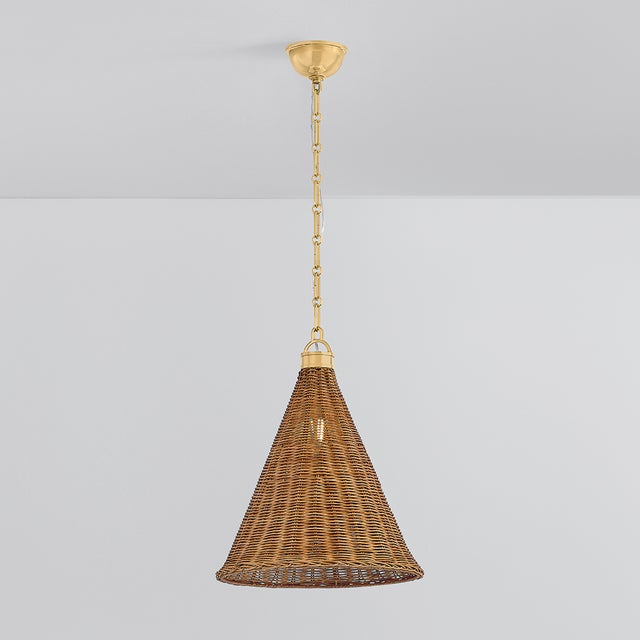 Metal Hudson Valley Lighting Kensington 14.75 in. 1 Light Pendant in Aged Brass Finish For Sale - Image 7 of 8