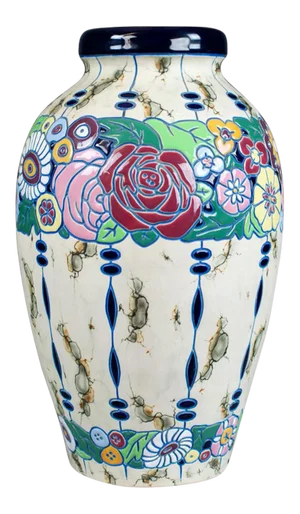 Mid 20th Century Czechoslovakian Amphora Pottery Large Baluster Vase