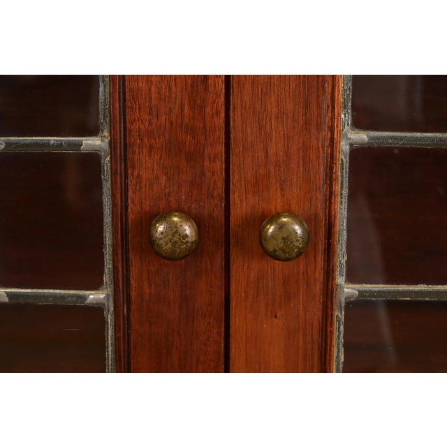 Wood R. J. Horner Style Antique Arts & Crafts Mahogany Leaded Glass Bookcase, Circa 1920s For Sale - Image 7 of 12