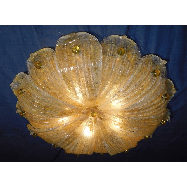 1960s 20th Century Amber Graniglia Murano Flush Mount For Sale - Image 5 of 7