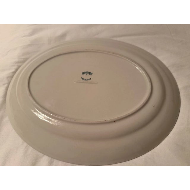 Mid-Century Modern Vintage MCM Johnson Bros England Blue & White Willow Oval Ceramic Platter For Sale - Image 3 of 5