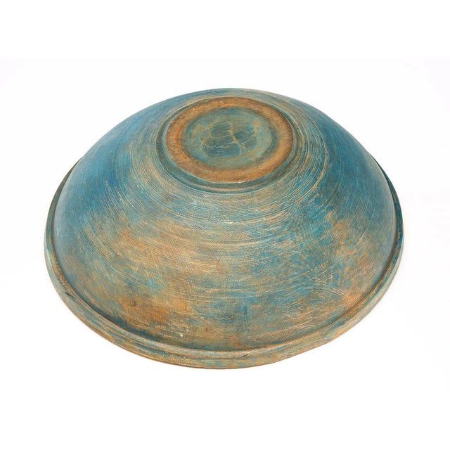 American Turned Ash Bowl With Original 19th Century Paint (26") For Sale - Image 3 of 3