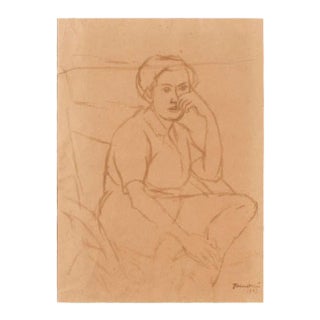 Portrait - Original Watercolor by Orfeo Tamburi 1943 1949 For Sale
