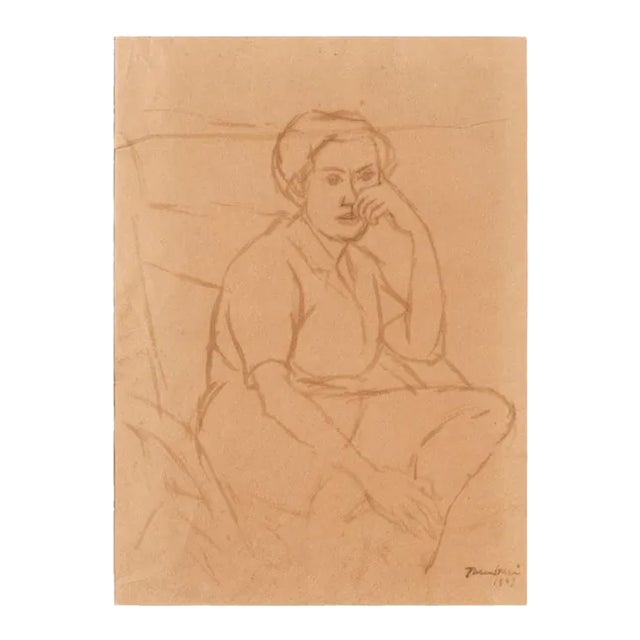 Portrait - Original Watercolor by Orfeo Tamburi 1943 1949 For Sale