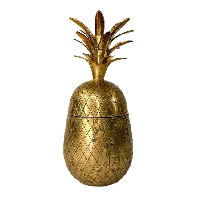 Mid 20th Century Brass Decorative Pineapple Jar For Sale