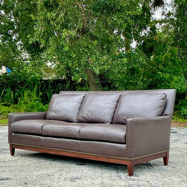 Vintage Boho Arhaus Camden Collection Leather Sofa For Sale - Image 11 of 12