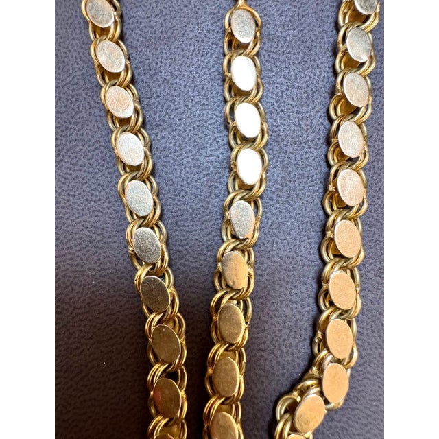 Contemporary Vintage 115 Gm 18 Karat Yellow Gold Handmade Chain 76 Inch Unique Opera Length For Sale - Image 3 of 18