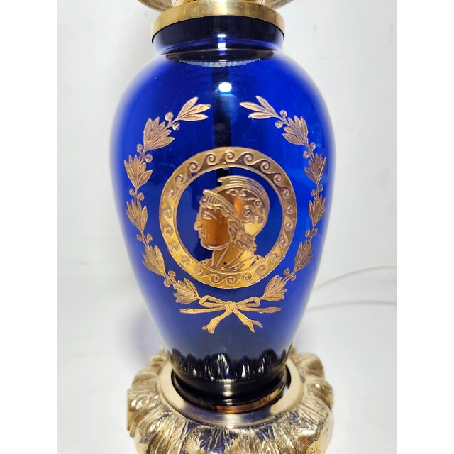 Metal Vintage Spanish Glass Table Lamp, 1940s For Sale - Image 7 of 12