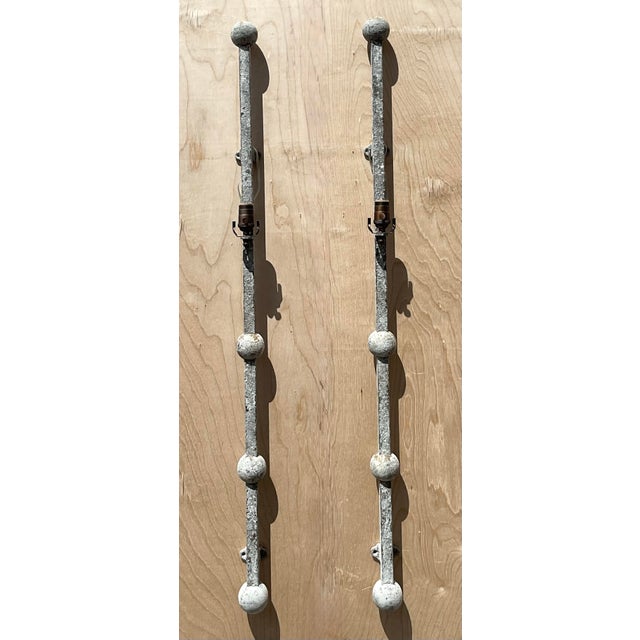 Vintage Metal Ball Finial Wall Sconces - A Pair For Sale - Image 11 of 12