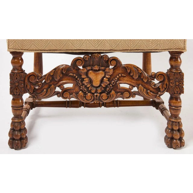 18th Century Italian Baroque Carved Antique Walnut Armchair For Sale - Image 4 of 5