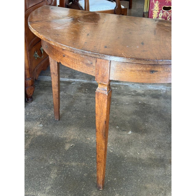 Wood 19th Century Walnut Demilune Table For Sale - Image 7 of 11
