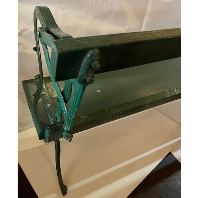 Vintage Hudson Valley Cast Iron Base Wood Railroad Bench Flip Back For Sale In Philadelphia - Image 6 of 11
