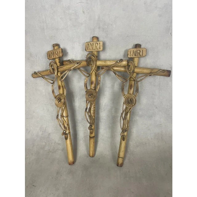 Goldenrod Italian Christ Figure in Rattan, 1960s For Sale - Image 8 of 10