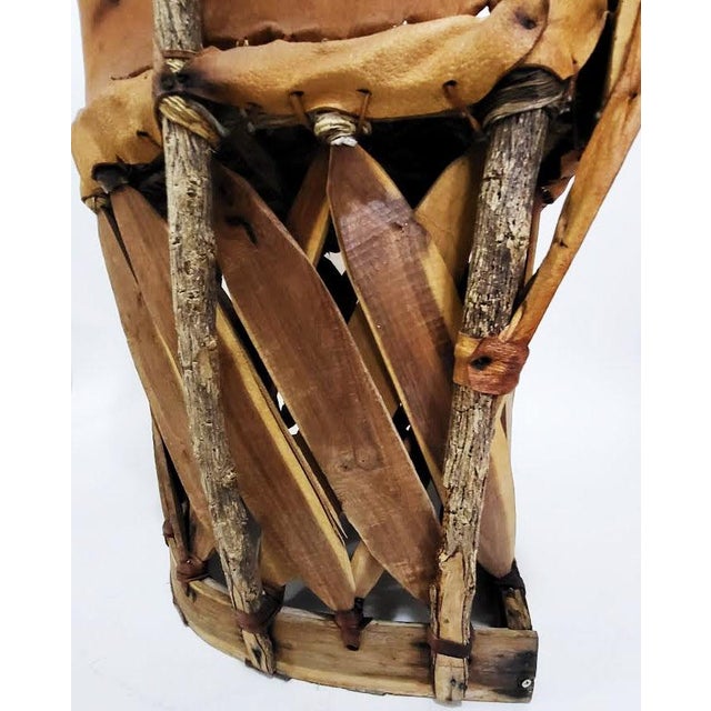 Vintage Mexican Equipal Pigskin & Cedar Barrel-Back Bar Stools - Pair For Sale In Las Vegas - Image 6 of 6