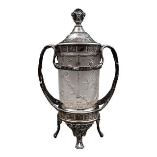 Antique Reed & Barton Silver Plate Glass Pickle Castor #1310 (No Fork) For Sale