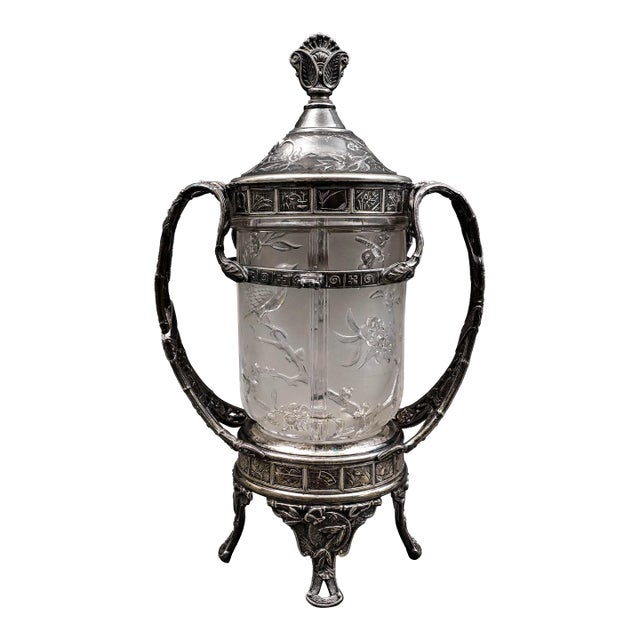 Antique Reed & Barton Silver Plate Glass Pickle Castor #1310 (No Fork) For Sale