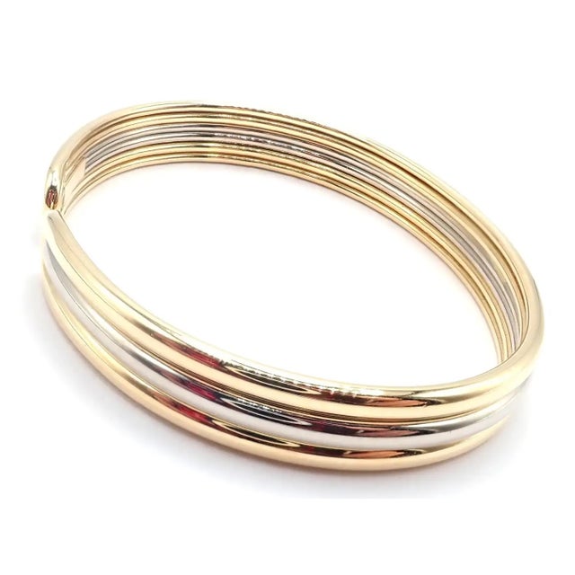 1980s 1980s Van Cleef & Arpels Yellow & White Gold Cuff Bangle Bracelet For Sale - Image 5 of 12