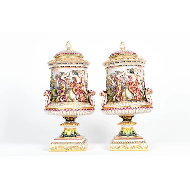 Porcelain Covered Urns / Pieces - a Pair For Sale In New York - Image 6 of 13