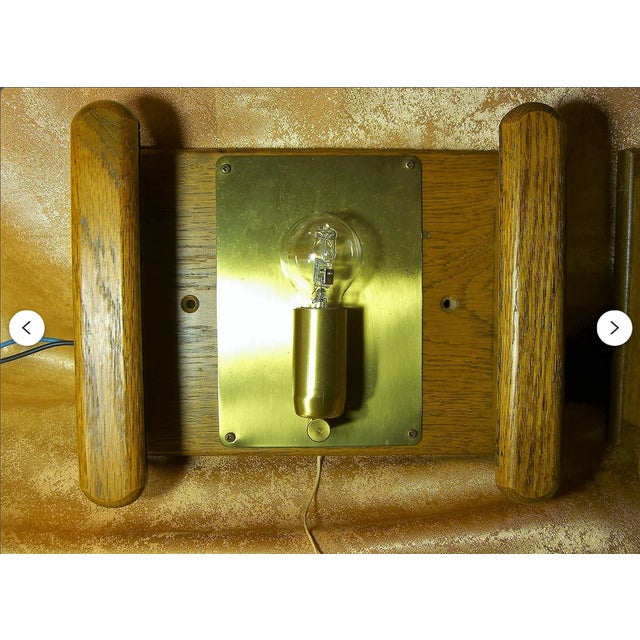 Brown Mid-Century Modern Art Deco Brass, Wood and Glass Sconces from Fischer Leuchten, 1970s, Set of 2 For Sale - Image 8 of 11