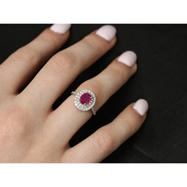 Late 20th Century Ruby 0.55ct Diamond Platinum Ring Size 6 For Sale - Image 4 of 18
