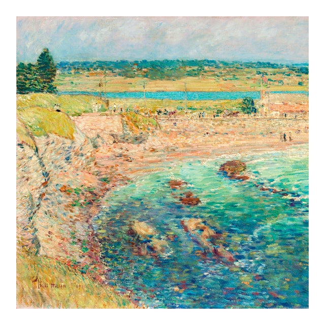 Vintage Coastal Art Print – Newport Beach by Childe Hassam, 18" X 18" For Sale