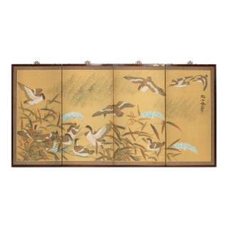 1970s "Ducks on the Pond" Chinese Silk Screen For Sale