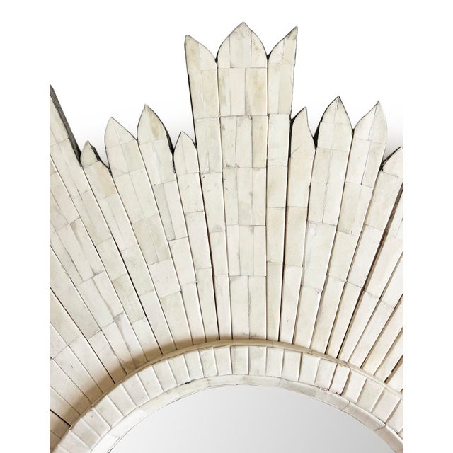 Contemporary White Horn Sunburst Mirror For Sale - Image 3 of 4