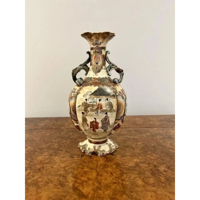Japanese Hand Painted Satsuma Vase, 1900s For Sale - Image 9 of 9