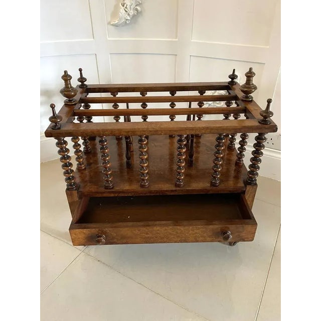 Mid 19th Century Large Antique Victorian Burr Walnut Canterbury, 1850s For Sale - Image 5 of 12