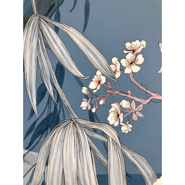 Allison Cosmos "Swan and Only" Contemporary Blue and White Chinoiserie Painting by Allison Cosmos For Sale - Image 4 of 7