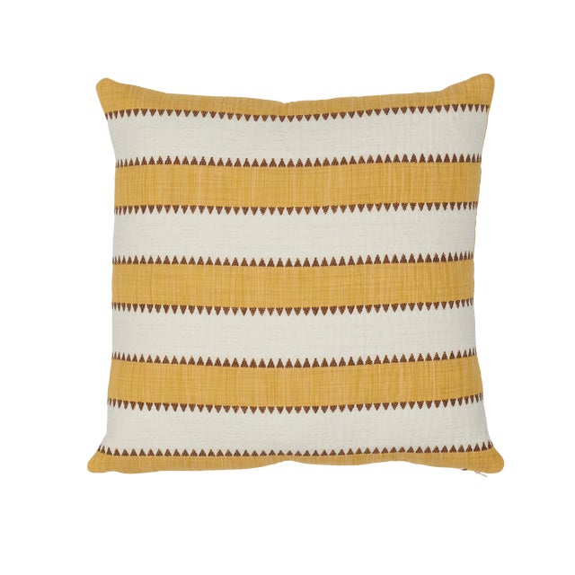 Contemporary Schumacher Isolade Stripe Pillow in Yellow For Sale