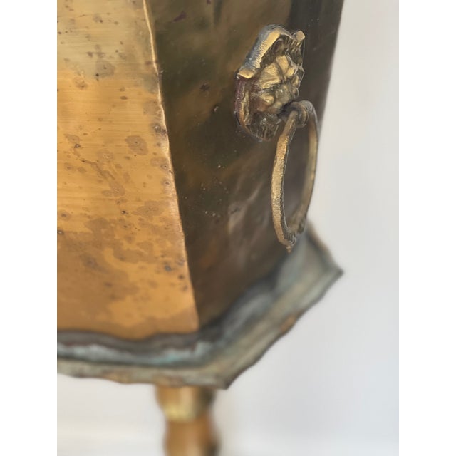 Vintage Brass Planter on Stand For Sale - Image 4 of 4