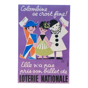 1957 French Lottery Poster, Linen Backed