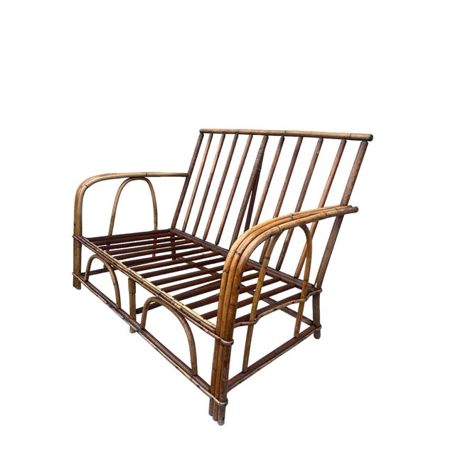 Mid-Century Modern Vintage 1960’s Bamboo Settee/ Loveseat For Sale - Image 3 of 10
