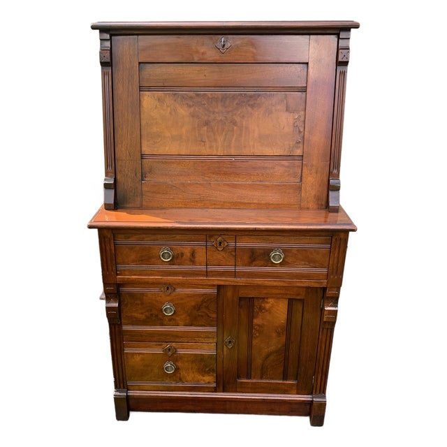 Late 20th Century Victorian Eastlake Petite Drop Front Secretary Desk For Sale