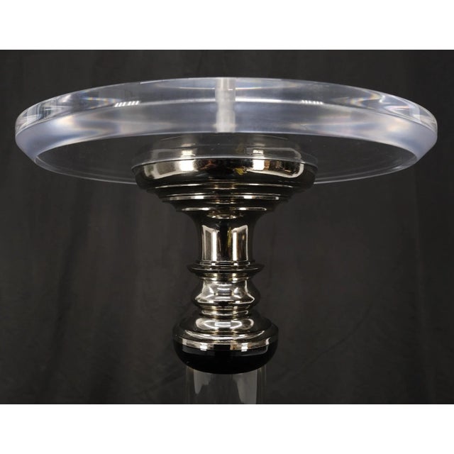 Mid Century Modern Haziza Clear Lucite Round Pedestal Side Table Stand For Sale - Image 10 of 13