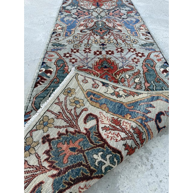 Brick Red Persian Bidjar Design Hand Knotted Palmette Runner Rug, 02'10 X 10'03 For Sale - Image 8 of 10