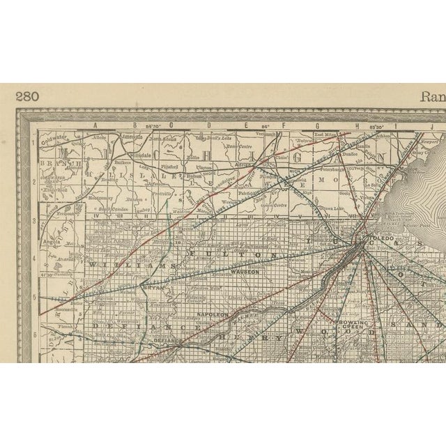 Antique Map of Northern Ohio, The Buckeye State with Railroads and Counties, 1888 For Sale - Image 9 of 10