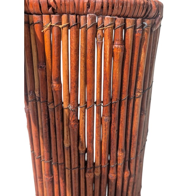 Mid 20th Century Vintage Pillar Tiki Bamboo Fern Plant Stand For Sale - Image 5 of 10