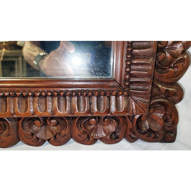 1940s Hand Carved Mahogany Mirrors, a Pair For Sale In West Palm - Image 6 of 7