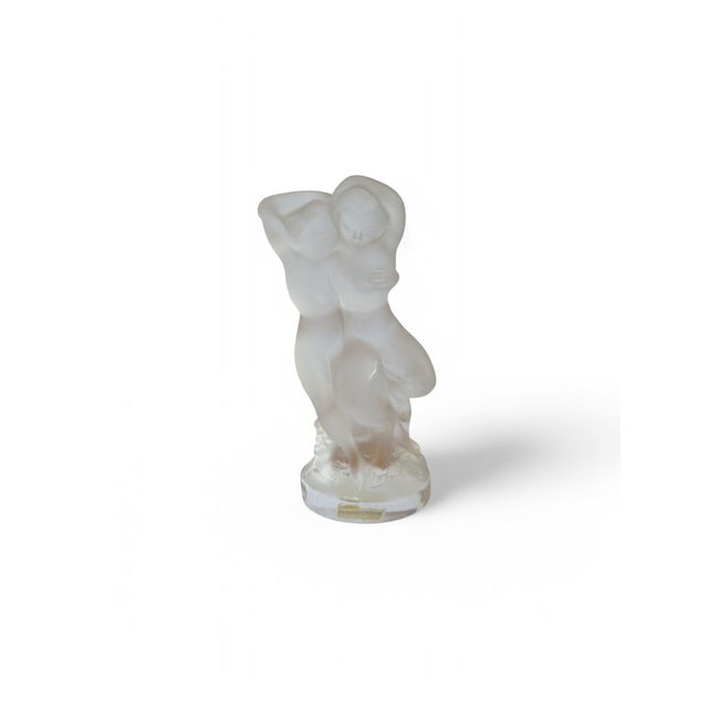 Glass Crystal Women Posing Statuette from Lalique France, 1980s For Sale - Image 7 of 7