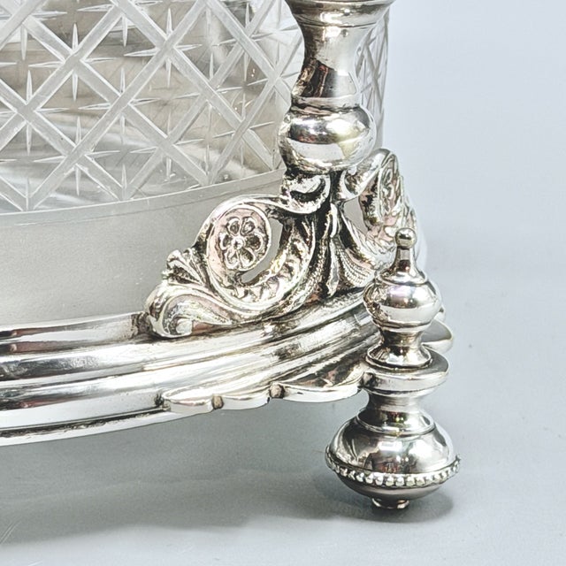 Antique Edwardian English Biscuit Barrel with Silver Plated and Cut Glass Liner, England, 1900 For Sale - Image 14 of 18