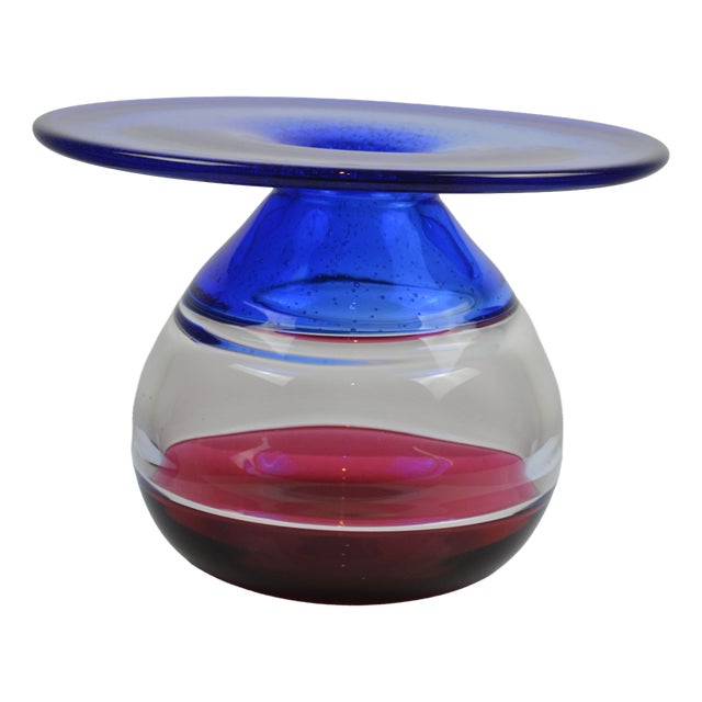 Large Vintage Vase in Blown Glass, 1980s For Sale