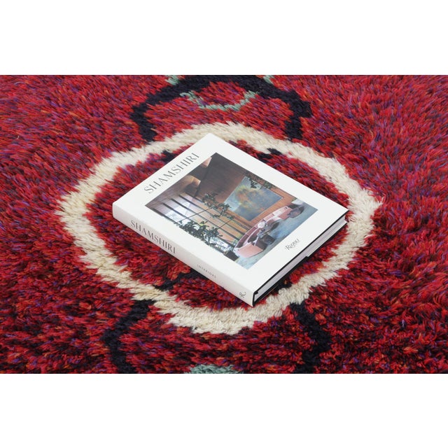 Ruby Red Vintage Swedish Rya Rug With Red Field and Concentric Geometry - Rug & Kilim For Sale - Image 8 of 8