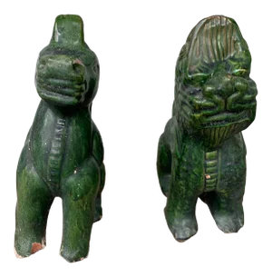 1960s Clay Foo Dog and Horse - Set of 2