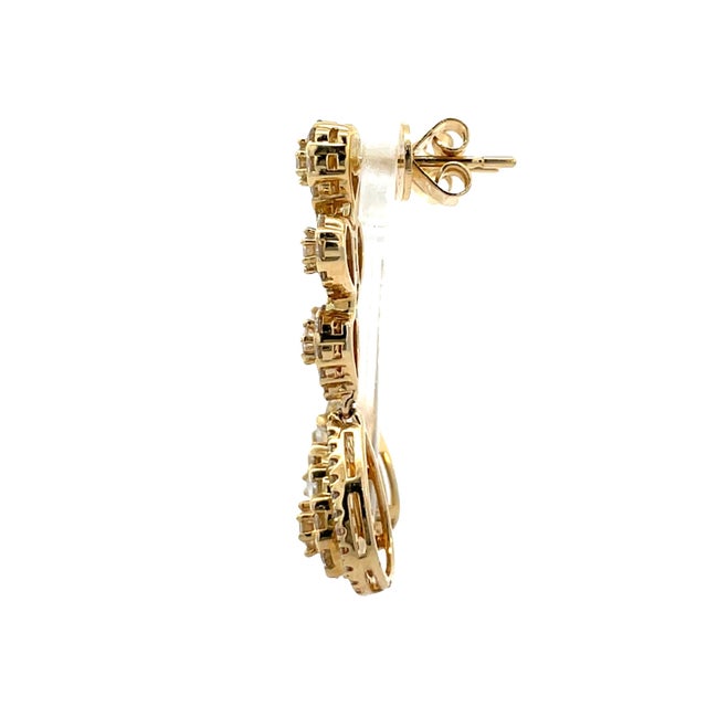 14k Gold 2.50 Carat Diamond Dangle Earrings, A Pair For Sale - Image 4 of 10