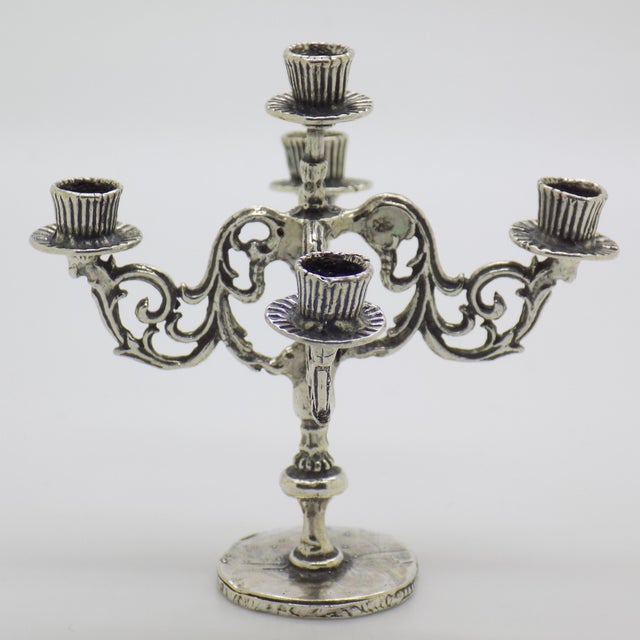 Vintage Italian Handmade Genuine Silver Candelabra Large Dollhouse Miniature For Sale - Image 6 of 10