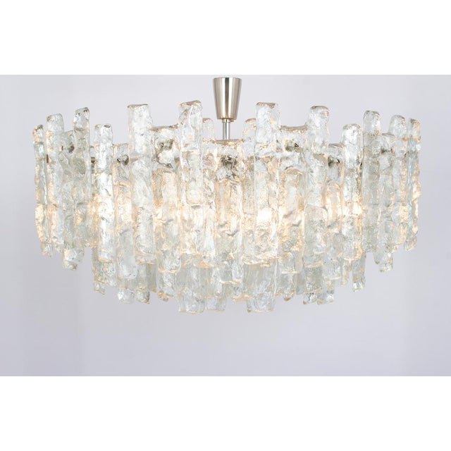 Glass Soria Chandelier in Ice Glass from Kalmar, Germany, 1970s For Sale - Image 7 of 14