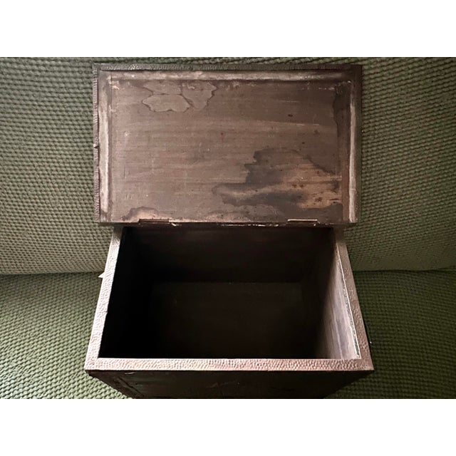 Wood Antique Early 20th Century Nautical Themed Wooden Coal/Firewood Box With Brass Embossed Exterior Panels For Sale - Image 7 of 12