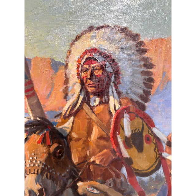 1960s Nicholas Firfires, American "The War Chief" Original Oil Painting For Sale - Image 15 of 18